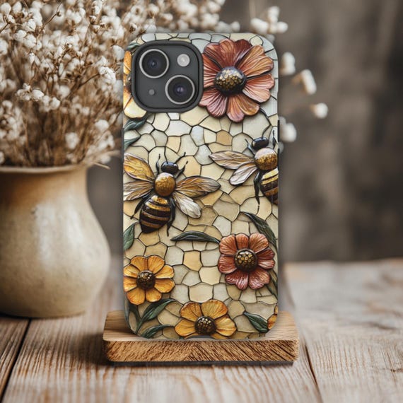 Bee Phone Case, Fits iPhone, Samsung Galaxy & Google Pixel Models, Nature Phone Case, Vintage Style Phone Case, Flower Phone Case, Spring