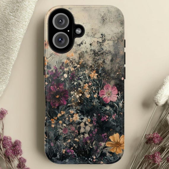 Moody Floral Tough Phone Case: Fits iPhone, Galaxy, Pixel