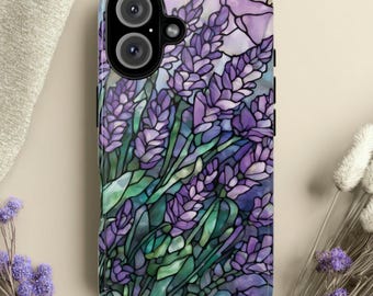 Stained Glass Lavender Tough Phone Case: Fits iPhone, Galaxy, Pixel