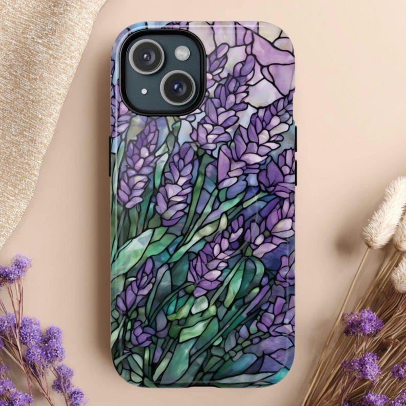 Lavender Tough Phone Case: Magsafe Compatible iPhone 14 15 16 17, Flower Phone Case image 1