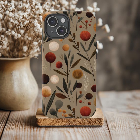 Autumn Phone Case, Fits iPhone 11 12 13 14 15 16, Samsung Galaxy S20 S21 S22 S23 S24 S25, Pixel 7 8 9, Fall Botanical Nature Earthy