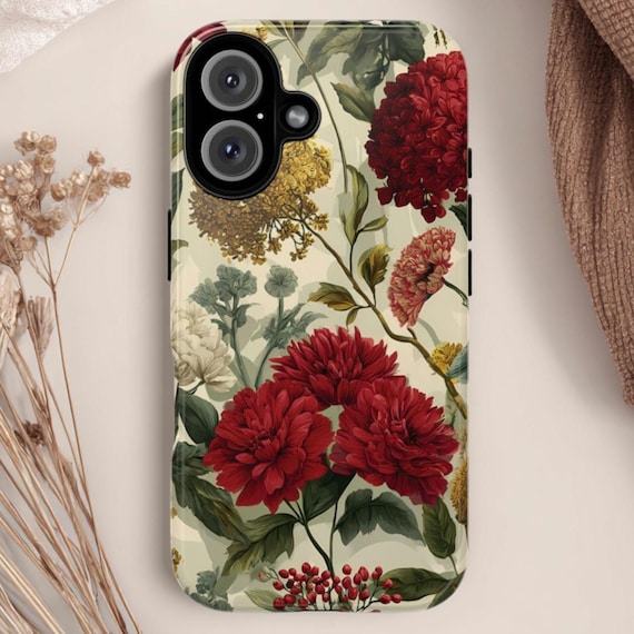 Floral Botanical Tough Phone Case: Fits iPhone, Galaxy, Pixel