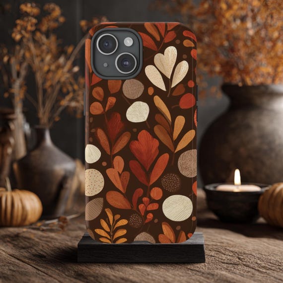 Fall Phone Case, Fits iPhone 11 12 13 14 15 16, Samsung Galaxy S20 S21 S22 S23 S24 S25, Pixel 7 8 9, Fall Foliage Autumn Leaves Brown Red