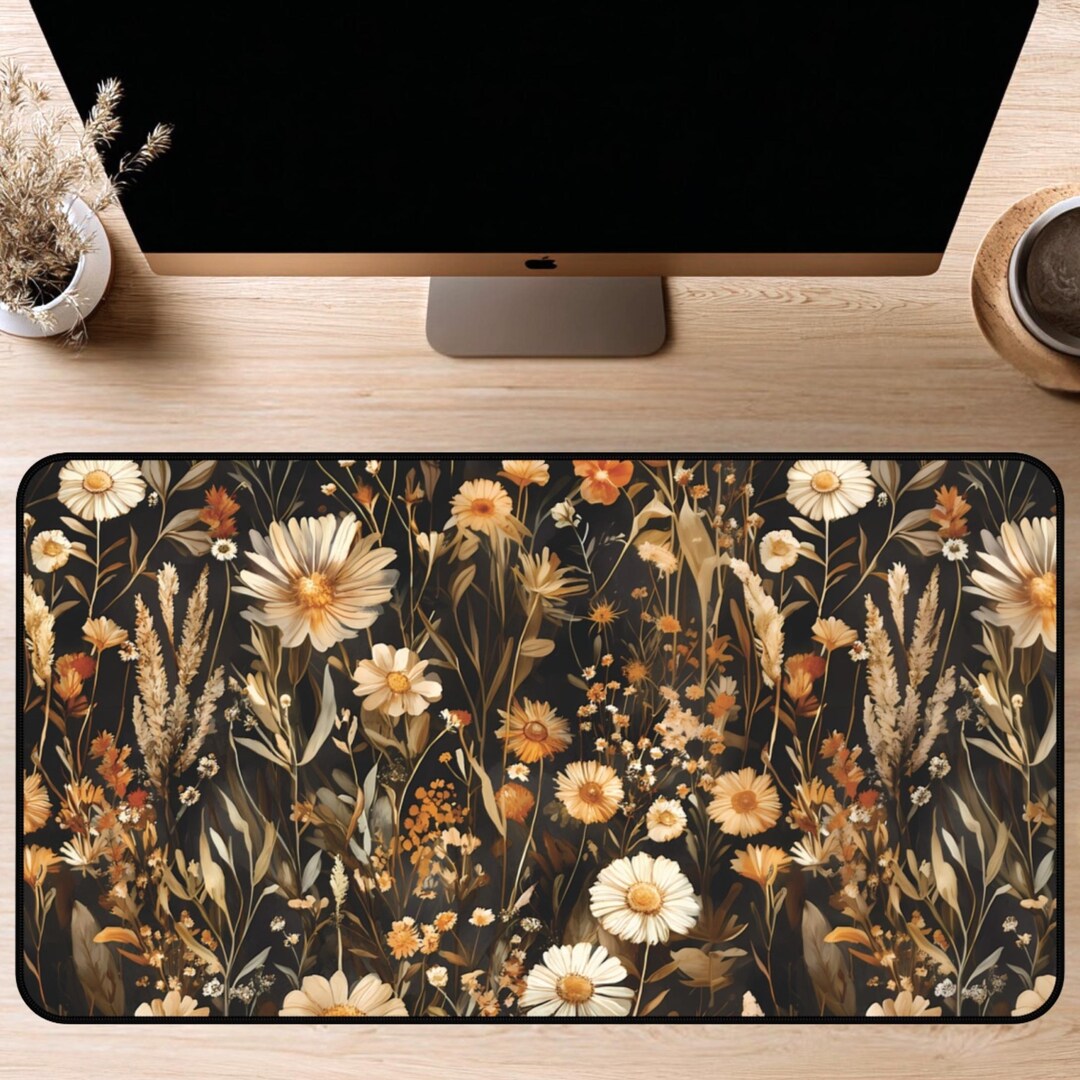 Floral Computer Mat Floral Desk Mat, Flower Desk Pad, Botanical Mousepad, Nature-inspired ...