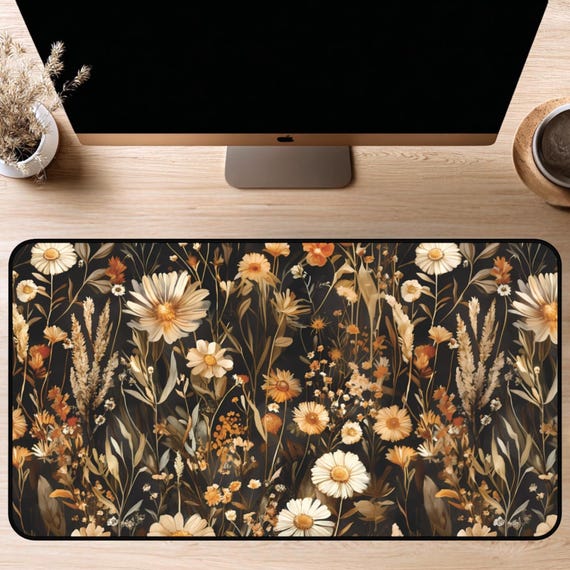 Floral Desk Mat, Flower Desk Pad, Botanical Mousepad, Nature-inspired Desk Mat, Office Decor, Office Accessories, Keyboard Mat, Boho Decor