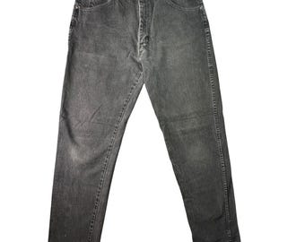 Pantalones vaqueros Wrangler Denim de pierna cónica, estilo western vintage, talla 30x30, color negro desteñido.