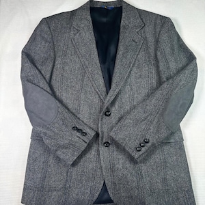 Chaqueta deportiva de lana Pendleton para hombre, color gris, con coderas y diseño de espiga, talla 42