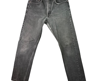Levis 505 Regular Fit Straight Leg Jeans Vintage Faded Black Grunge 31x32 Casual