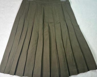 Rena Rowan for Saville Pleated Midi Skirt Vintage Dark Academia Size 10 Green