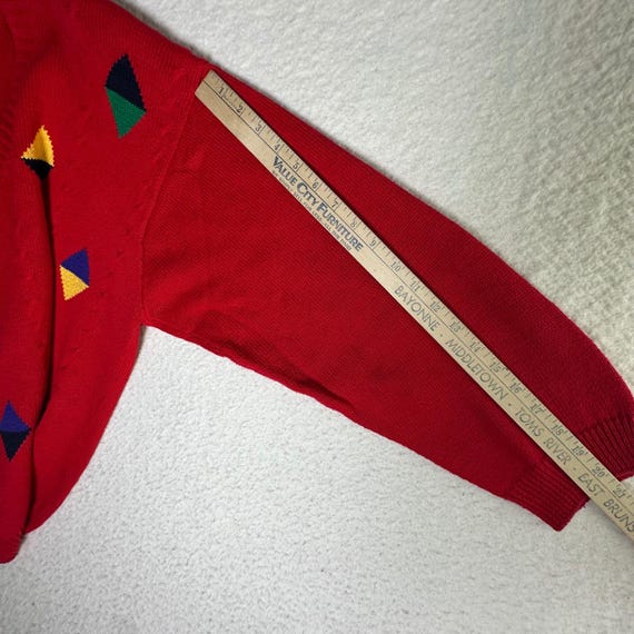 Essential Elements Vintage Red V-Neck Geometric D… - image 5