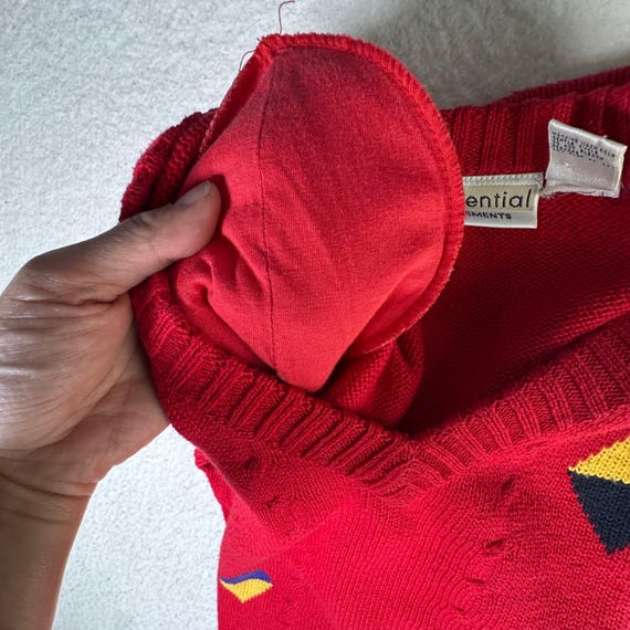 Essential Elements Vintage Red V-Neck Geometric D… - image 11