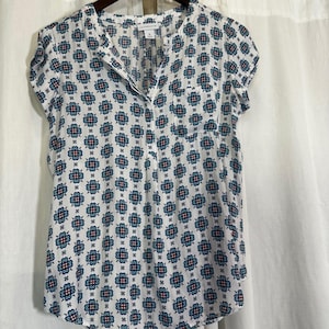 Liz Claiborne Boho Chic Womens Floral Print Short Sleeve Button Up Shirt Size M