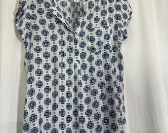 Liz Claiborne Boho Chic Womens Floral Print Short Sleeve Button Up Shirt Size M