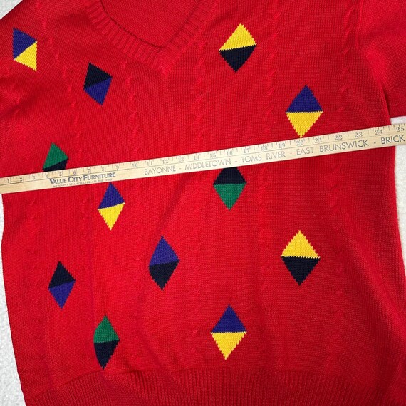 Essential Elements Vintage Red V-Neck Geometric D… - image 3