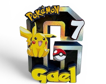 Personalized Pokemon 3D Letter Decor, Birthday Table Centerpiece, Custom Name Decoration