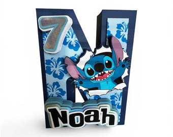 Personalisierte Stitch 3D Buchstabendekoration, Geburtstagstischdekoration, individuelle Namensdekoration