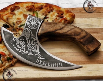 Handmade Viking Pizza Axe Real Carbon Steel Gift for him GROOMSMEN gift Personalized Gift for husband, Christmas Gift
