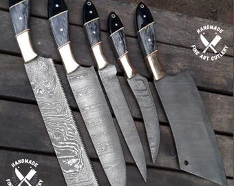 Damascus Chef Set  ,Custom Handmade Chef Set , Handmade Damascus Chef Set ,Personalized Gift For Mother , mother day gift.