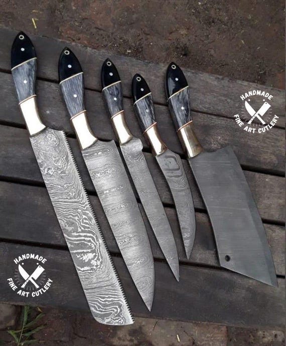 Damascus Chef Set  ,Custom Handmade Chef Set , Handmade Damascus Chef Set ,Personalized Gift For Mother , mother day gift.