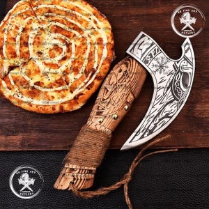 Custom Hand forged Viking Pizza Cutter, Viking Pizza Cutter for father day ,Rocking Pizza cutter, Pizza cutter, Handmade Rustic Pizza Cutter
