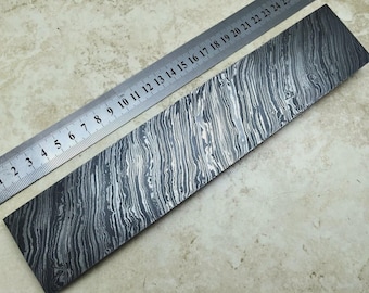 Hand Forged Fire Damascus Steel Billet Bar (25x5 cm)