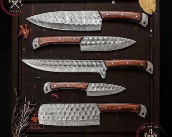 Damascus Chef Set  ,Custom Handmade Chef Set , Handmade Damascus Chef Set ,Personalized Gift For Mother , mother day gift.