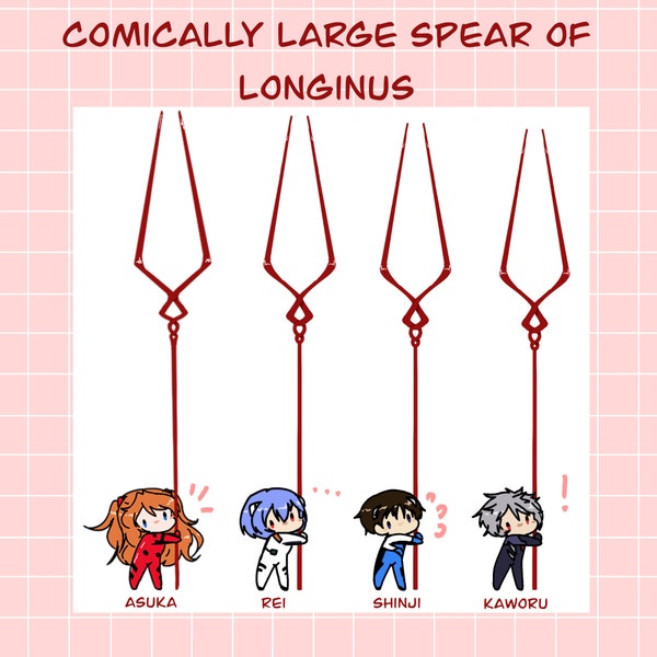 Really Big Spear of Longinus Stickers from Evangelion | Asuka Langley, Rei Ayanami, Shinji Ikari, Kaworu Nagisa stickers