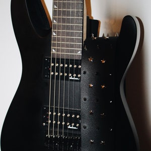 Studded Guitar Strap, Black Leather Guitar Strap, Personalized, Punk, Gothic, Black Metal