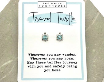 Travel Turtle Earrings | Stud Earrings | Turtle Charm Earrings | Small Travel Gifts | Travel Jewellery | BFF Gifts | FREE Gift Wrapping