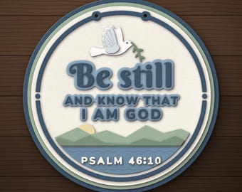 Deurhanger 'Wees stil, ken God', Psalm 46:10 Duif (SVG-bestand)
