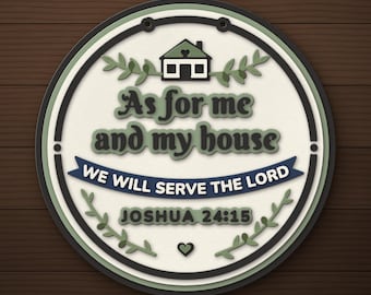 Gelaagde ronde deurhanger, Bijbelvers Jozua 24:15, christelijke decoratie (SVG-bestand)