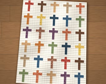 Patroon voor een Old Rugged Cross quilt (PDF), een eenvoudige christelijke quilt voor beginners (digitale download)