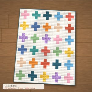 Confetti Plus Quilt Pattern PDF, Easy Beginner Fat Quarter Friendly (Digital Download)