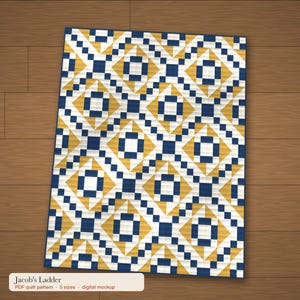 Modello PDF per quilt "Scala di Giacobbe", blocco biblico tradizionale, triangoli a quattro quadrati (download digitale)
