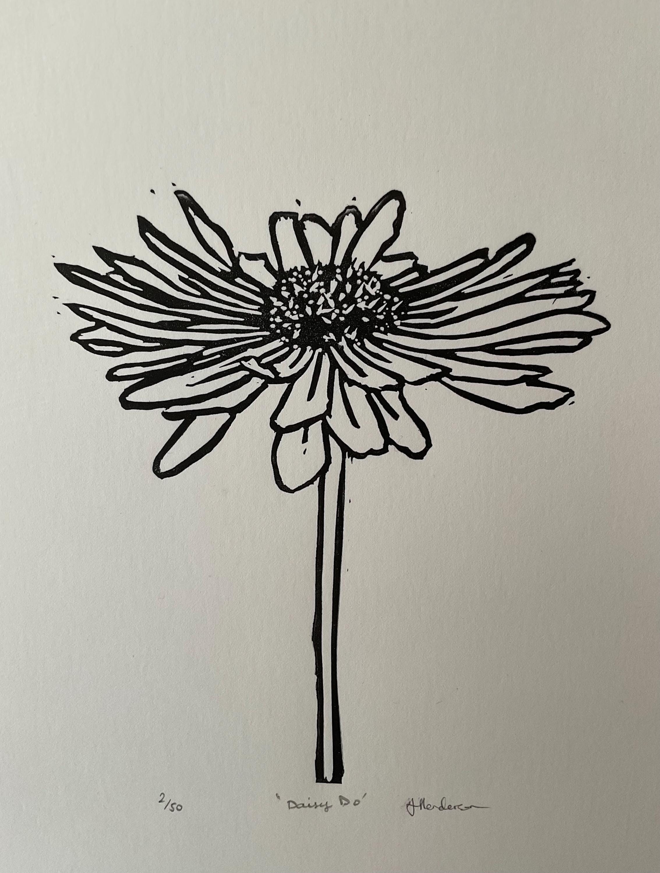 Screenprint Daisy Daisy Flower Handprinted Original Linocut Print. Limited Edition Signed ...
