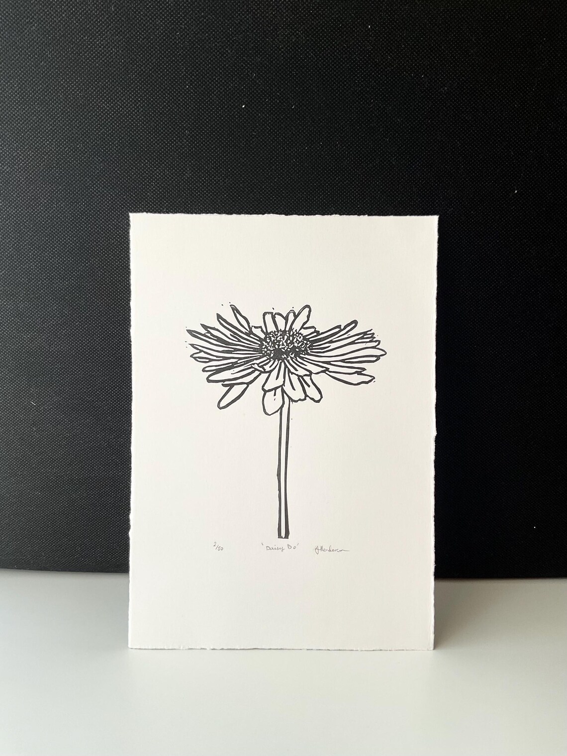 Screenprint Daisy Daisy Flower Handprinted Original Linocut Print. Limited Edition Signed ...