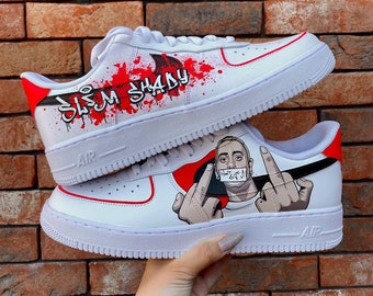 Eminem Air Force 1 Custom Chaussures homme, Air Force 1 dessin animé personnalisé, Sneaker personnalisé femme