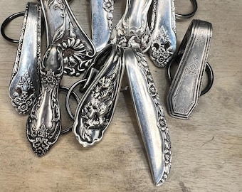 Vintage Silver Purse Hook Key Finder Key Holder Ring Upcycle