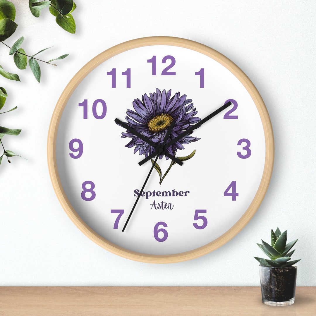 September Birth Flower Wall Clock Home Decor Office Decor Housewarming ...