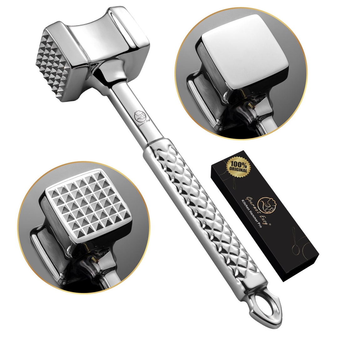 Meat Tenderizer Mallet Stainless Steel, Premium Meat Hammer Tenderizer