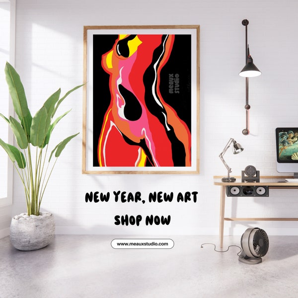 Fire and Desire - 11 x 17 Fine Art Print - Glossy Art Print - Home Decor - Feminist Art - Abstract Art - Subject Art - Wall Art - Cool Art