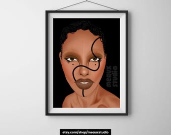 PIXIE - Abstract Line Makeup Portrait - 11 x 17 Glossy Art Print