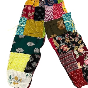 Women Summer Boho Hippie Cotton Patchwork Pants ,yoga , Beach Pant .