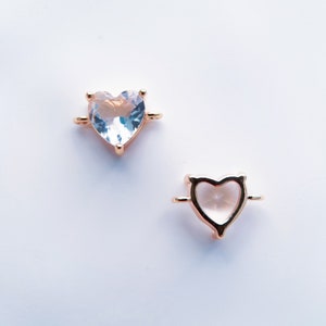 2PCS Zircon Birthstone Heart Connector Charms, 18K Gold Plated CZ Permanent Charms for Necklace Bracelet Earrings Making, Jewelry Finding image 8