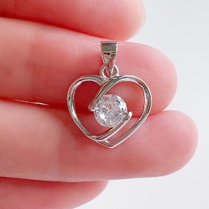 925 Sterling Silver Heart Pendant, Cubic Zircon Pendant Charm Necklace Making, Handmade Jewelry Accessoies, Jewelry Findings, Gift For Her