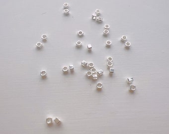2mm 50 pcs Rhodium Plated cube beads, Cube Beads, Spacer Beads, Square Beads, Square Connector, Beads Findings