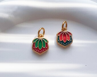 2PCS Alluvial Gold Strawberry Charms, Cute Pendant, Jewelry Findings, DIY Jewelry Supply, For Permanent Jewelry, Bracelet, Earring, Necklace