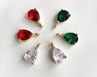 2PCS Teardrop Zircon Pendant Charms, 18K Gold Plated Clear CZ Connector Charms for Necklace Bracelet Earring Making, Jewelry DIY Suppliers