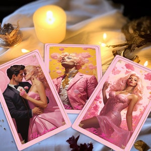 Baralho de tarô exclusivo 78 cartas de tarô rosa oráculo barbiegirl fantasia tarô bonito baralho de cartas presente para iniciantes
