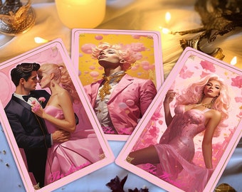Unique Tarot Deck 78 Tarot Cards Pink Oracle Deck Barbiegirl Fantasy Tarot Pretty Tarot Card Deck Gift for Beginner